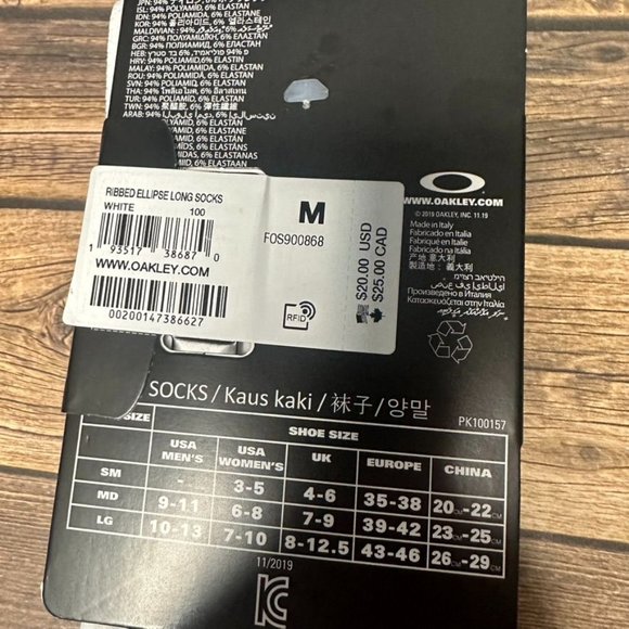 NWT Oakley Ribbed Ellipse Long Socks Size Medium (White) *Unopened* Unisex - Picture 7 of 8